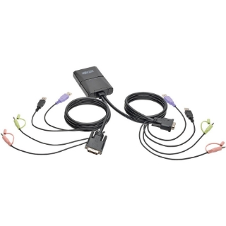 Picture of Tripp Lite 2-Port USB/DVI Cable KVM Switch with Audio, Cables and USB Peripheral Sharing