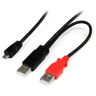 Picture of StarTech.com 1 ft USB Y Cable for External Hard Drive - Dual USB A to Micro B