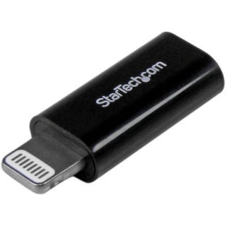 Picture of StarTech.com Black Apple 8-pin Lightning Connector to Micro USB Adapter for iPhone / iPod / iPad