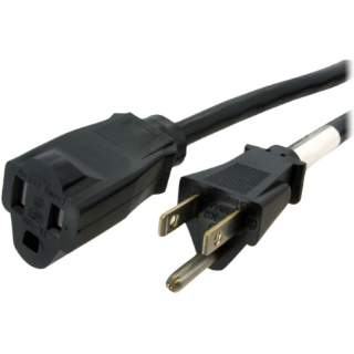 Picture of StarTech.com 10ft (3m) Power Extension Cord, NEMA5-15R to NEMA5-15P Black Extension Cord, 13A 125V, 16AWG, Computer Power Extension Cable