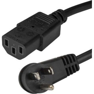 Picture of StarTech.com 10ft (3m) Computer Power Cord, Right Angle NEMA 5-15P to C13, 10A 125V, 18AWG, Replacement AC Power Cord, Monitor Power Cable