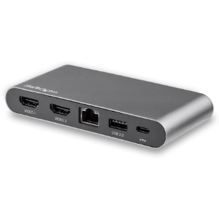 Picture of Star Tech.com USB C Dock - 4K Dual Monitor HDMI USB-C Docking Station - 100W Power Delivery Passthrough, GbE, 2x USB-A - Multiport Adapter