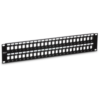 Picture of TRENDnet 48-Port Blank Keystone 2U HD Patch Panel, 2U 19" Rackmount Housing, HD Keystone Network Patch Panel, Recommended With TC-K25C6 & TC-K50C6 Cat6 Keystone Jacks (Sold Separately), Black, TC-KP48