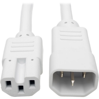 Picture of Tripp Lite 3ft Heavy Duty Power Extension Cord 15A 14 AWG C14 C15 White 3'