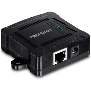 Picture of TRENDnet Gigabit PoE Splitter, 1 x Gigabit PoE Input Port, 1 x Gigabit Output Port, Up to 100m (328 ft), Supports 5V, 9V, 12V Devices, 802.3af PoE Compatible, PoE Powered, Black, TPE-104GS