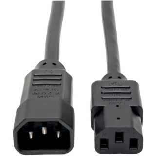 Picture of Tripp Lite 2ft Computer Power Cord Extension Cable C14 to C13 10A 18AWG 2'