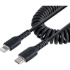 Picture of StarTech.com 1m (3ft) USB C to Lightning Cable, MFi Certified, Coiled iPhone Charger Cable, Black, Durable TPE Jacket Aramid Fiber