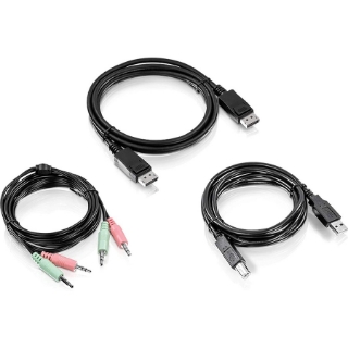 Picture of TRENDnet 6 ft. DisplayPort, USB, and Audio KVM Cable Kit,TK-CP06, Compatible w/ TK-240DP & TK-440DP Dual Monitor Displayport KVM Switches, Displayport 1.2, USB Mouse/Keyboard, 3.5mm Audio Connections